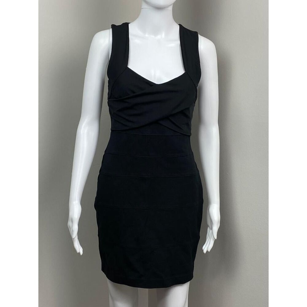 Express Criss-Cross Front Sleeveless Stretch Bodycon Dress Womens Small Black BN - Picture 1 of 9